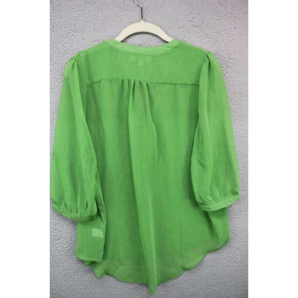 Umgee Kelly Green Sheer 3/4 Sleeve Top-Size Large-BOHO - Picture 7 of 10